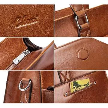 Elegant Oil Wax Leather Briefcase for Women - Vintage Design