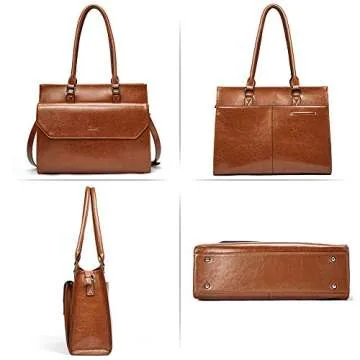 Elegant Oil Wax Leather Briefcase for Women - Vintage Design