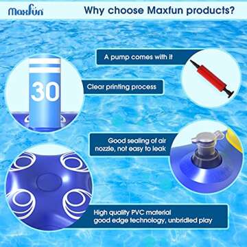 Max Fun Pool Floats Toys Games Set - Floating Basketball Hoop Inflatable Cross Ring Toss Game Toys for Kids Adults Swimming Pool Water Game