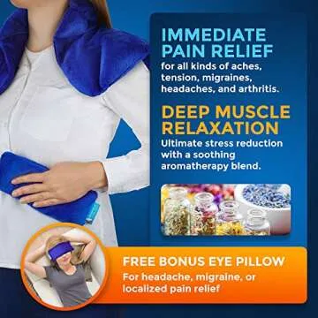 PhysioNatural Microwavable Heating Pad with Natural Herbal Aromatherapy - for Instant Relief and Relaxation in Cases of Muscle Pain, Tension and Stress, Aches, Spasm, Stiffness, Migraines, Headaches