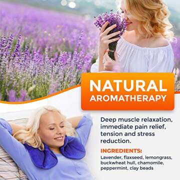 PhysioNatural Microwavable Heating Pad with Natural Herbal Aromatherapy - for Instant Relief and Relaxation in Cases of Muscle Pain, Tension and Stress, Aches, Spasm, Stiffness, Migraines, Headaches
