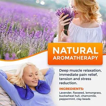 PhysioNatural Microwavable Heating Pad with Natural Herbal Aromatherapy - for Instant Relief and Relaxation in Cases of Muscle Pain, Tension and Stress, Aches, Spasm, Stiffness, Migraines, Headaches