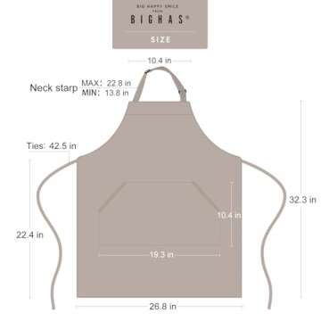 BIGHAS Adjustable Bib Apron for Men and Women - 18 Colors