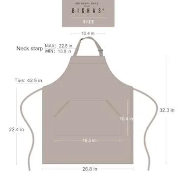 BIGHAS Adjustable Bib Apron for Men and Women - 18 Colors