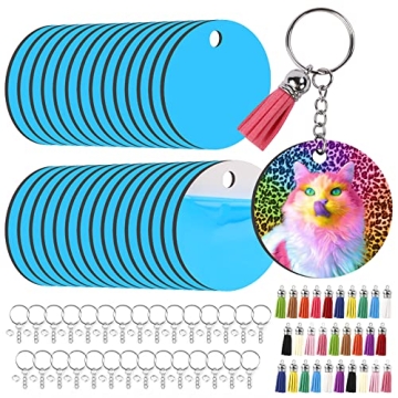 HTVRONT 120Pcs Sublimation Keychain Blanks with Tassels