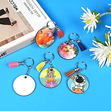 HTVRONT 120Pcs Sublimation Keychain Blanks with Tassels