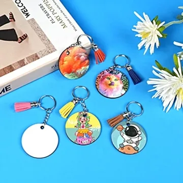 HTVRONT 120Pcs Sublimation Keychain Blanks with Tassels