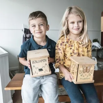 Personalized Handmade Wooden Piggy Bank for Kids