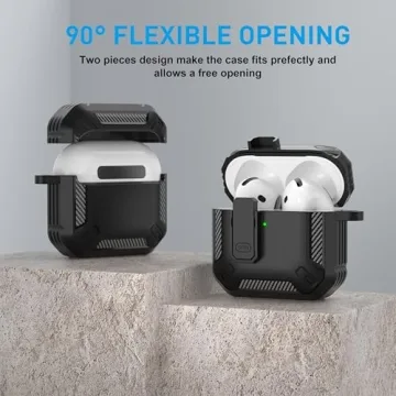 Maxjoy for AirPods 4 Case with Lock, AirPods 4th Generation Case Cover with Cleaner Kit Shockproof AirPods Gen 4 Protective Case with Keychain Compatible with Apple AirPods 4th Generation 2024, Black