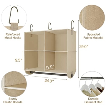 TOPIA HOME Closet Organizer with Hanging Rod - Space Saving