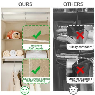 TOPIA HOME Closet Organizer with Hanging Rod - Space Saving