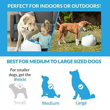 iFetch Too Automatic Dog Ball Launcher for Medium to Large Dogs, Indoor/Outdoor Dog Toy Thrower, Includes 3 Standard Size Tennis Balls