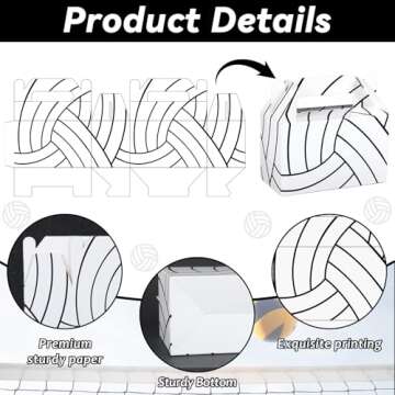24Pcs Volleyball Treat Boxes Volleyball Gift Bags for Sports Theme Party Favors Supplies Cardboard Snack Candy Box Goodie Bag with Handles for Team Kids Adults Baby Shower Decorations Birthday Decor