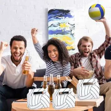 24Pcs Volleyball Treat Boxes Volleyball Gift Bags for Sports Theme Party Favors Supplies Cardboard Snack Candy Box Goodie Bag with Handles for Team Kids Adults Baby Shower Decorations Birthday Decor