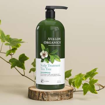 Avalon Organics Scalp Treatment Tea Tree Shampoo, Encourages Scalp Well-Being and Leaves Hair Soft, 32 Fluid Ounces