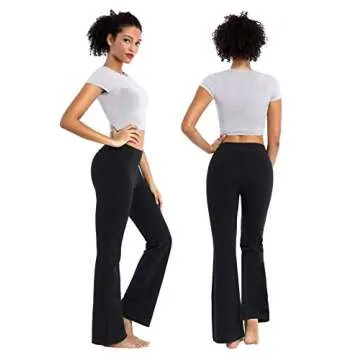 BUBBLELIME 29"/31"/33"/35" 4 Styles Women's Inner Pocket Bootcut Yoga Pants - Basic Cotton_Black M-37 Inseam