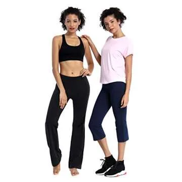 BUBBLELIME 29"/31"/33"/35" 4 Styles Women's Inner Pocket Bootcut Yoga Pants - Basic Cotton_Black M-37 Inseam