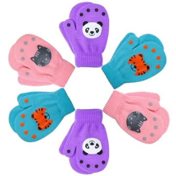 Cooraby Toddler Mittens | 6 Soft Knit Pairs for Winter