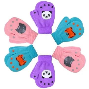 Cooraby Toddler Mittens | 6 Soft Knit Pairs for Winter
