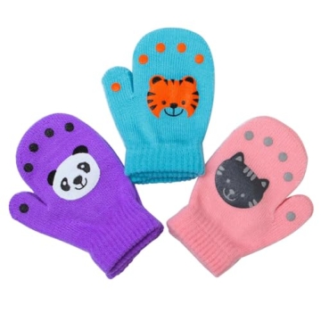 Cooraby Toddler Mittens | 6 Soft Knit Pairs for Winter