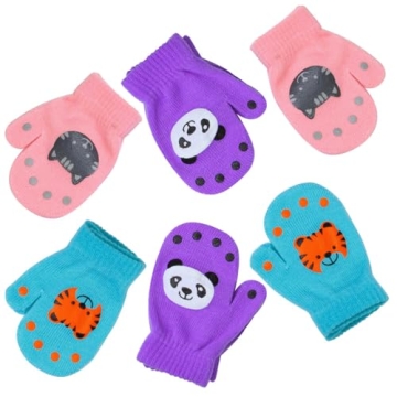 Cooraby Toddler Mittens | 6 Soft Knit Pairs for Winter
