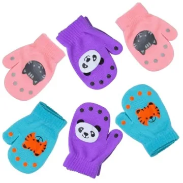 Cooraby Toddler Mittens | 6 Soft Knit Pairs for Winter