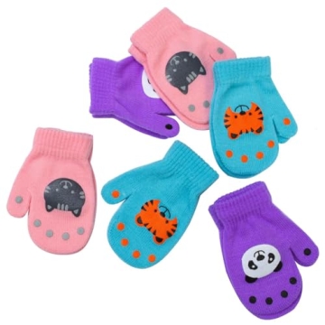 Cooraby Toddler Mittens | 6 Soft Knit Pairs for Winter