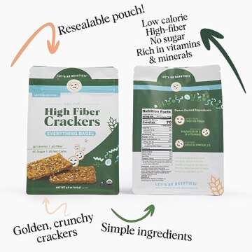 Let's Be Bessties! Organic High-Fiber Crackers Non-GMO Crispbread | The Besst Crackers for Fitting Fiber into Vegan, Paleo & Low-Carb Diets | Everything Bagel, 60 Crackers