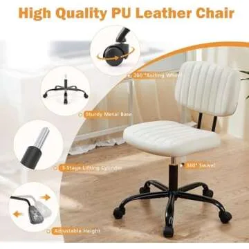 Stylish Small Office Computer Desk Chair with Lumbar Support