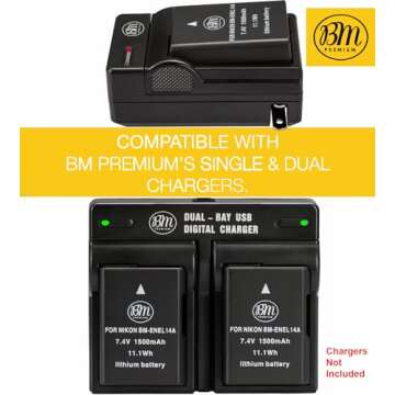 BM Premium EN-EL14A Battery for Nikon DSLRs and Coolpix