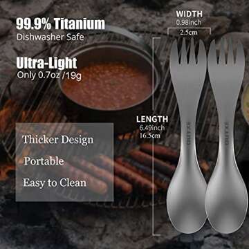 OUTXE Titanium Ultra Lightweight Fork and Spoon Combo