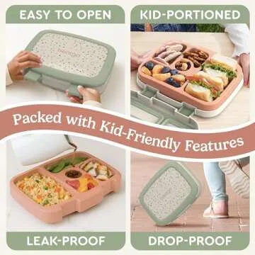 Bentgo Kids 5-Compartment Leak-Proof Bento-Style Lunch Box (Whimsy & Wonder Collection) - Ideal for Ages 3-7, Drop-Proof & Durable, Dishwasher Safe, & Made with BPA-Free Materials (Geo Speckle)