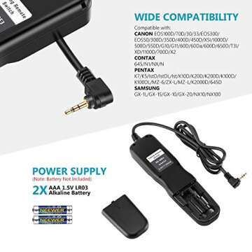 Neewer LCD Timer Shutter Release Remote Control for Canon 700D/T5i, 650D/T4i, 550D/T2i, 500D/T1i, 350D/XT, 400D/XTi, 1000D/XS, 450D/XSi, 60D, 100D, and Pentax
