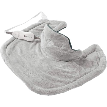 Sunbeam Contoured Heating Pad for Neck & Shoulder Pain Relief with Auto Shut Off, Moist Heating Option, 22 x 19, Grey