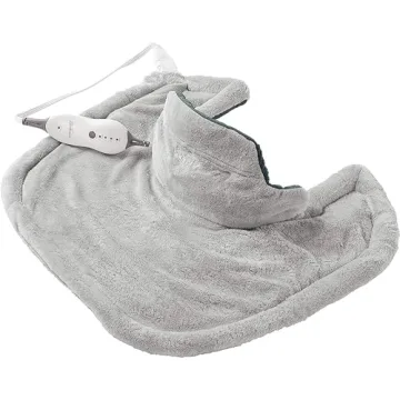 Sunbeam Contoured Heating Pad for Neck & Shoulder Pain Relief with Auto Shut Off, Moist Heating Option, 22 x 19, Grey