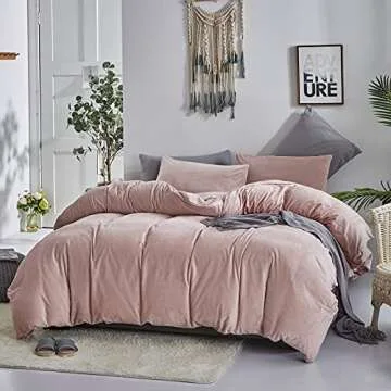 Luxlovery Pink Velvet Comforter Set Cal King Blush Pink Fluffy Bedding