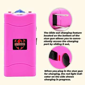 FIGHTSENSE Self-Defense Kit 1/2oz Pepper Spray & Mini Stun Gun for Men & Women,25 Burst,12 Foot Range,1.60 µC Painful Charge,LED Flashlight,Safety Switch (Pink)