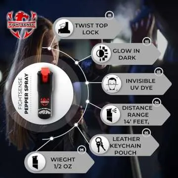 FIGHTSENSE Self-Defense Kit with Stun Gun & Pepper Spray