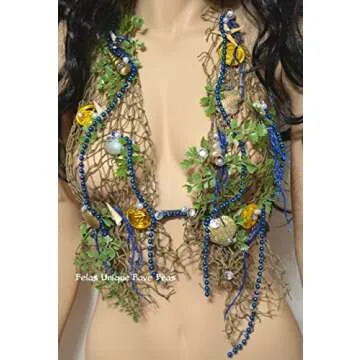 Sirens of The Sea Mermaid Blue Gold Bra for Festivals