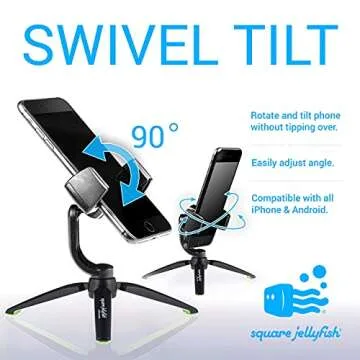 Square Jellyfish Jelly Grip WX Lightweight and Portable 360-Degree Rotational Tripod Mount with Pro Tripod Stand for All iPhone and Android