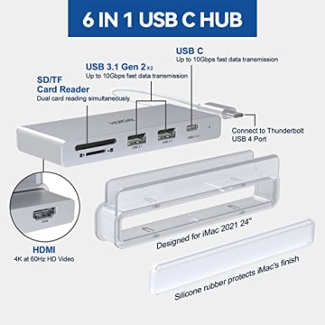 HOPDAY USB Hub for iMac 2021 - 6 in 1 Adapter