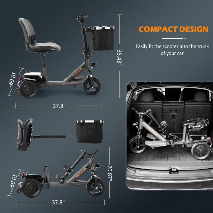 Folding Electric 3-Wheeled Scooter for Travel