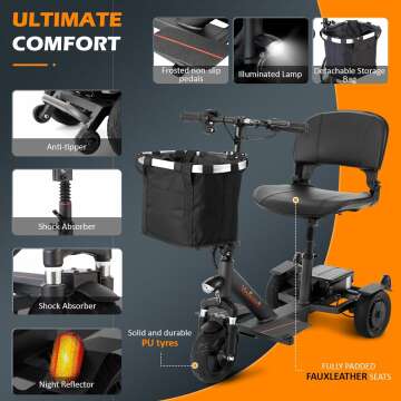 Folding Electric 3-Wheeled Scooter for Travel