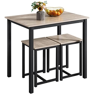 Yaheetech 3 Piece Dining Table Set - Kitchen Table & Chair Sets for 2 - Compact Table w/ 2 Stools & ...