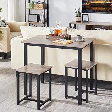 Compact Yaheetech 3 Piece Dining Table Set for Small Spaces
