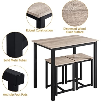 Compact Yaheetech 3 Piece Dining Table Set for Small Spaces