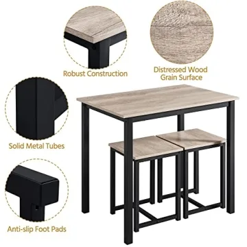 Compact Yaheetech 3 Piece Dining Table Set for Small Spaces