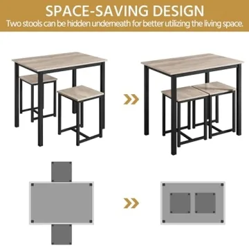 Compact Yaheetech 3 Piece Dining Table Set for Small Spaces