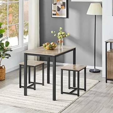 Compact Yaheetech 3 Piece Dining Table Set for Small Spaces