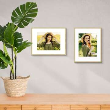 Golden State Art - 11x14 Metal Picture Frames with Mat - Display 8x10 Photo or 11x14 Poster - 11 x 14 Inch Aluminum Frames with Real Glass - Gallery Wall Frame Set of 3 - Gold